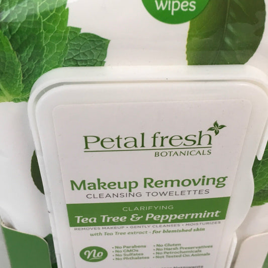 Petal Fresh MakeUp Removing Cleansing Towelettes Tea Tree & Peppermint