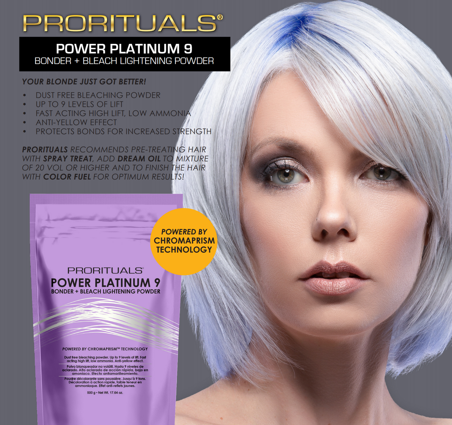 ProRituals Power Platinum 9 Bleach Lightening Powder 17.64 oz (500 grams)