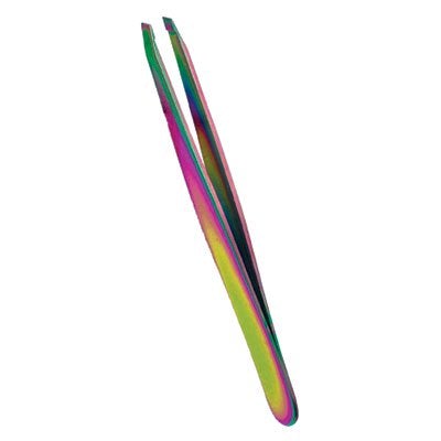 Satin Edge Slant Tip Tweezers- rainbow