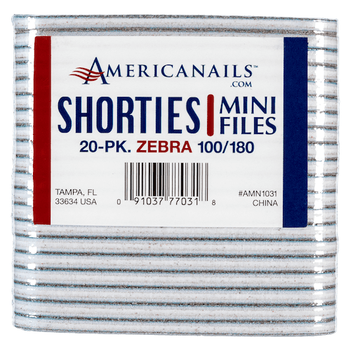 Americanails Shorties Mini Cushioned File | Zebra 20ct