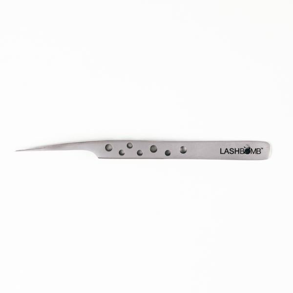 LASHBOMB Silver Bomb Angled Tweezers #42