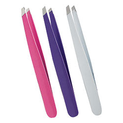 Satin Edge Slant Tip Tweezers, Various Colors